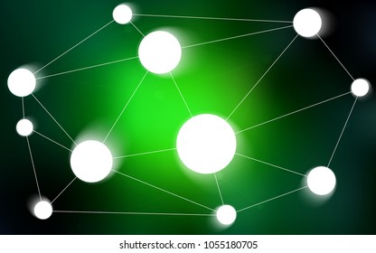 Dark Green vector cover with spots, lines. Abstract illustration with colorful discs and triangles. Pattern can be used for beautiful websites.