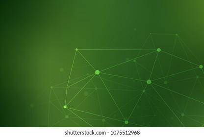 Dark Green vector cover with spots, lines. Design with connection of dots and lines on colorful background. Pattern can be used as texture of wallpapers.
