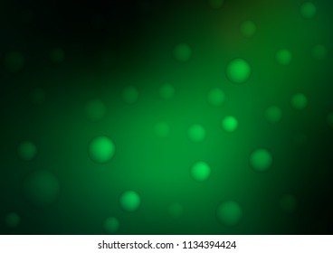 Dark Green vector cover with spots. Modern abstract illustration with colorful water drops. Pattern can be used as texture of water, rain drops.