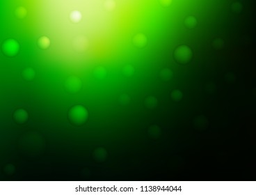 Dark Green vector cover with spots. Blurred decorative design in abstract style with bubbles. The pattern can be used for ads, leaflets of liquid.