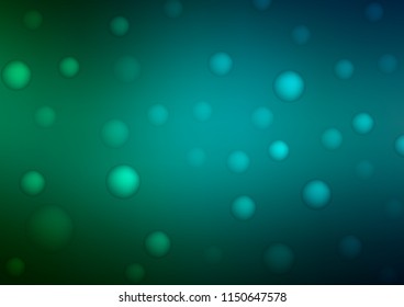 Dark Green vector cover with spots. Glitter abstract illustration with blurred drops of rain. Pattern can be used as texture of water, rain drops.