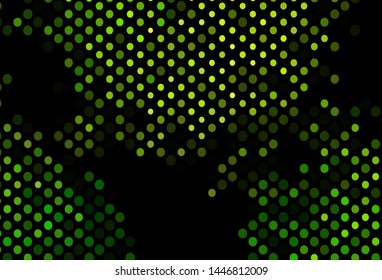 Dark Green vector cover with spots. Blurred decorative design in abstract style with bubbles. Pattern of water, rain drops.