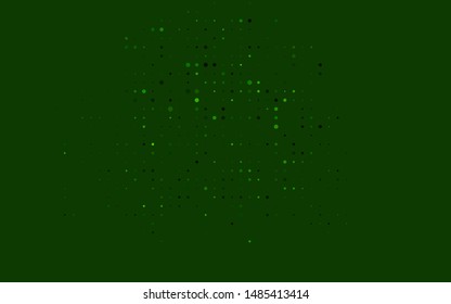 Dark Green vector cover with spots. Glitter abstract illustration with blurred drops of rain. Design for business adverts.