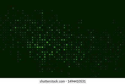 Dark Green vector cover with spots. Blurred decorative design in abstract style with bubbles. Pattern of water, rain drops.