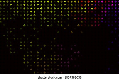 Dark Green vector cover with symbols of gamble. Shining illustration with hearts, spades, clubs, diamonds. Template for business cards of casinos.