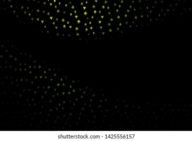 Dark Green vector cover with symbols of gamble. Colored illustration with hearts, spades, clubs, diamonds. Design for ad, poster, banner of gambling websites.