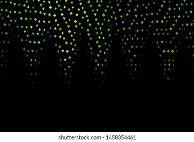 Dark Green vector cover with symbols of gamble. Colorful gradient with signs of hearts, spades, clubs, diamonds. Design for ad, poster, banner of gambling websites.