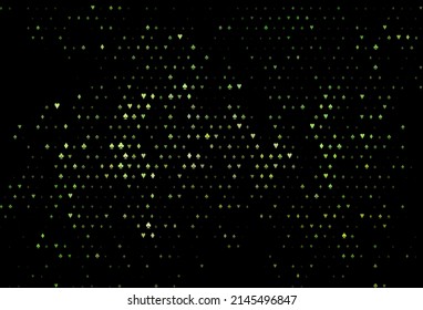 Dark green vector cover with symbols of gamble. Colored illustration with hearts, spades, clubs, diamonds. Pattern for leaflets of poker games, events.