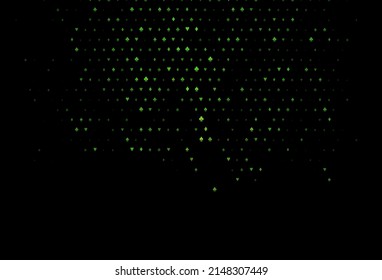 Dark green vector cover with symbols of gamble. Glitter abstract sketch with isolated symbols of playing cards. Pattern for ads of parties, events in Vegas.