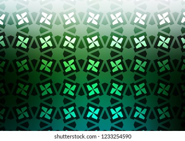 Dark Green vector cover in triangles, cubes. Lines, rhombus with colorful gradient. Pattern can be used for websites.