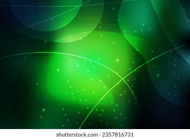 Vector verde oscuro Diseño decorativo en estilo abstracto con burbujas, líneas. Hermosa ilustración de color con círculos borrosos en estilo natural. Diseño inteligente para anuncios comerciales.