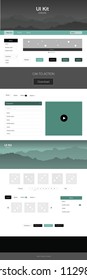 Dark Green vector design ui kit with landscape. Decorative ui kit design in abstract style with colorful rocks. This sample is for your tourist website.