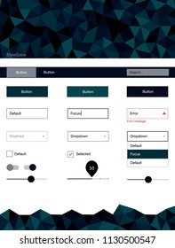 Dark Green vector design ui kit with mosaic. Colorful Style guide with triangles on abstract background. Simple colorful design for websites.