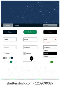 Dark Green vector design ui kit with mosaic, circles. Style guide with triangles, circles on abstract background. Modern template for your landing page.