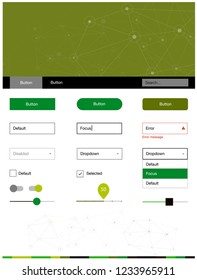 Dark Green vector design ui kit with mosaic, circles. Ui kit design in abstract style with colorful crystals, circles. This template you can use for websites.