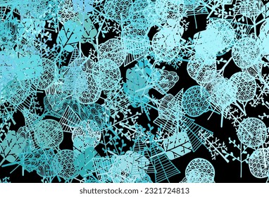 Dark Green vector doodle background with trees, branches. Brand new illustration in simple style with trees. A new texture for your wallpaper design.