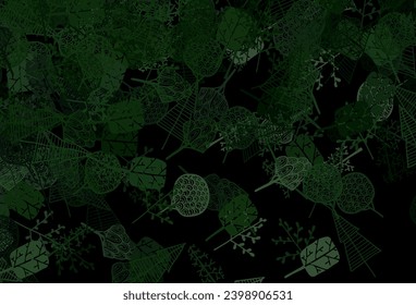 Dark Green vector doodle background with trees, branches. Illustration with gradient colorful trees. New template for your design.