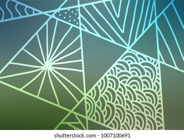 Dark Green vector doodle blurred pattern. Shining colored illustration with doodles in Zen tangle style. A completely new design for your business.