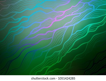 Dark Green vector doodle blurred template. Colorful abstract illustration with lines in Asian style. Brand-new design for your business.