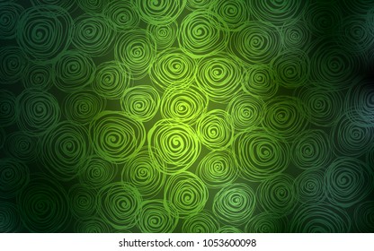 Dark Green vector doodle blurred texture. Sketchy doodles with roses on blurred background. Hand painted design for web, leaflet, textile.
