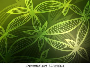 Dark Green vector doodle blurred pattern. Glitter abstract illustration with doodles and Zen tangles. The template can be used as a background for cell phones.