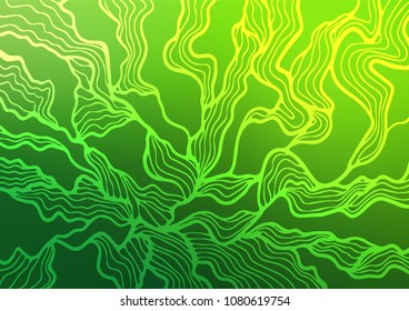Dark Green vector doodle blurred texture. Colorful abstract illustration with lines in Asian style. The doodle design can be used for your web site.