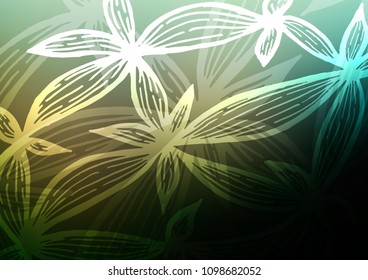 Dark Green vector doodle blurred background. Decorative shining illustration with doodles on abstract template. The pattern can be used for heads of websites and designs.