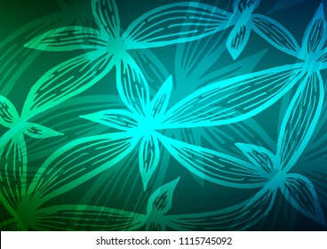 Dark Green vector doodle blurred background. Doodles on blurred abstract background with gradient. The pattern can be used for coloring books and pages for kids.