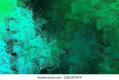 Dark Green vector doodle pattern with flowers. Creative illustration in blurred style with flowers. Template for backgrounds of cell phones.