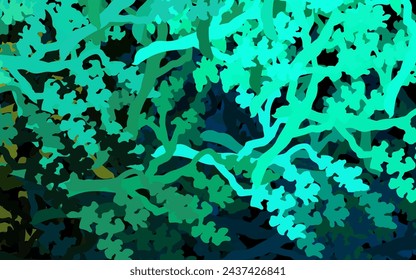 Dark Green vector doodle pattern with leaves, branches. Shining colored illustration with leaves and branches. A new texture for your wallpaper design.