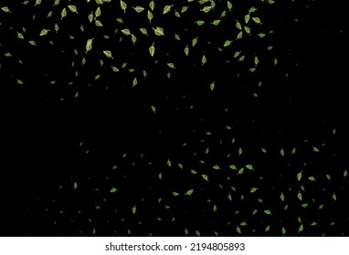 Plantilla de doodle de vector verde oscuro. Doodles esquemáticos con hojas de gradiente coloridas. Una nueva textura para tu diseño.