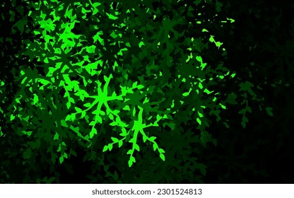Dark Green vector doodle template with flowers, leaves. Colorful illustration in doodle style with leaves, flowers. Textured pattern for websites, banners.