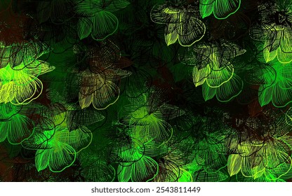 Dark Green vector elegant template with flowers. Shining colored illustration with flowers. Pattern for heads of websites, designs.