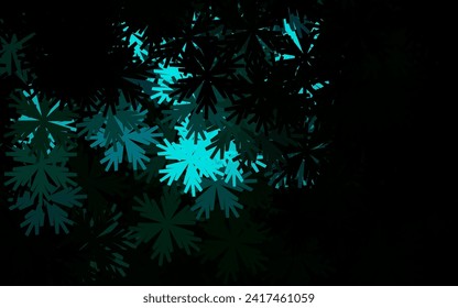 Dark Green vector elegant wallpaper with flowers. Glitter abstract illustration with flowers. New template for your brand book.