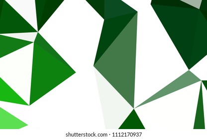 Dark Green vector gradient triangles texture. Triangular geometric sample with gradient.  Pattern for a brand book's backdrop.