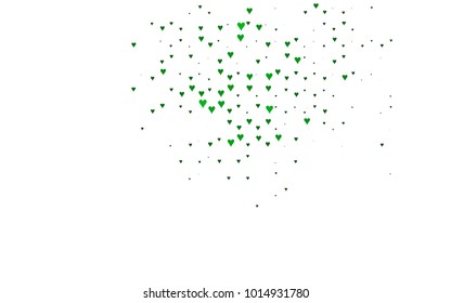 Dark Green vector greeting Card Happy Valentine's Day. Pattern with isolated hearts on the white background. Colored illustration for your banner, website, advert.