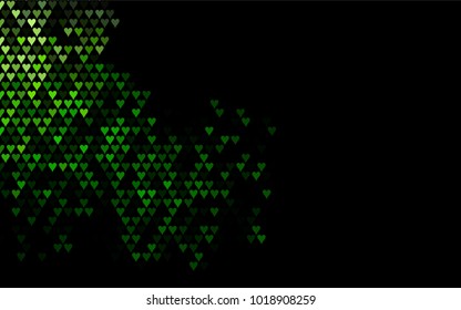 Dark Green vector greeting Card Happy Valentine's Day. Pattern with isolated hearts on the white background. Colored illustration for your banner, website, advert.