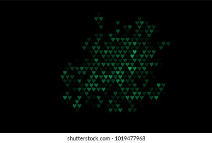 Dark Green vector greeting Card Happy Valentine's Day. Pattern with isolated hearts on the white background. Colored illustration for your banner, website, advert.