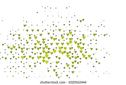 Dark Green vector greeting Card Happy Valentine's Day. Pattern with isolated hearts on the white background. Colored illustration for your banner, website, advert.