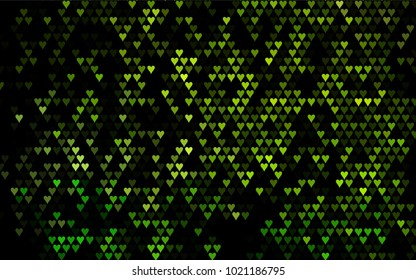 Dark Green vector greeting Card Happy Valentine's Day. Pattern with isolated hearts on the white background. Colored illustration for your banner, website, advert.