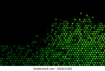 Dark Green vector greeting Card Happy Valentine's Day. Pattern with isolated hearts on the white background. Colored illustration for your banner, website, advert.