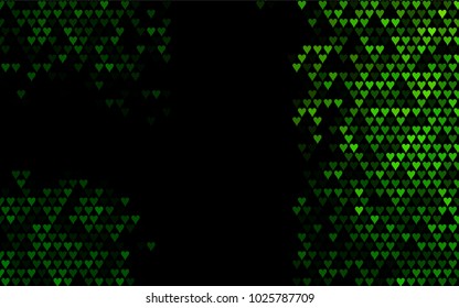 Dark Green vector greeting Card Happy Valentine's Day. Pattern with isolated hearts on the white background. Colored illustration for your banner, website, advert.