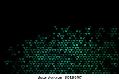 Dark Green vector greeting Card Happy Valentine's Day. Pattern with isolated hearts on the white background. Colored illustration for your banner, website, advert.