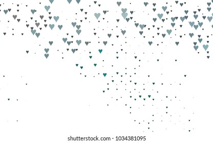 Dark Green vector greeting Card Happy Valentine's Day. Pattern with isolated hearts on the white background. Colored illustration for your banner, website, advert.