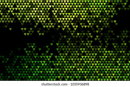 Dark Green vector greeting Card Happy Valentine's Day. Pattern with isolated hearts on the white background. Colored illustration for your banner, website, advert.