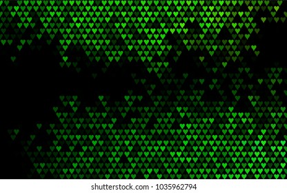 Dark Green vector greeting Card Happy Valentine's Day. Pattern with isolated hearts on the white background. Colored illustration for your banner, website, advert.