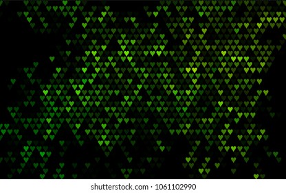 Dark Green vector greeting Card Happy Valentine's Day. Pattern with isolated hearts on the white background. Colored illustration for your banner, website, advert.