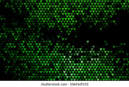 Dark Green vector greeting Card Happy Valentine's Day. Pattern with isolated hearts on the white background. Colored illustration for your banner, website, advert.