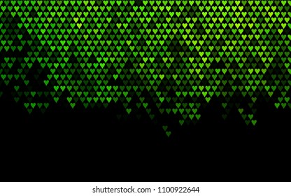 Dark Green vector greeting Card Happy Valentine's Day. Pattern with isolated hearts on the white background. Colored illustration for your banner, website, advert.