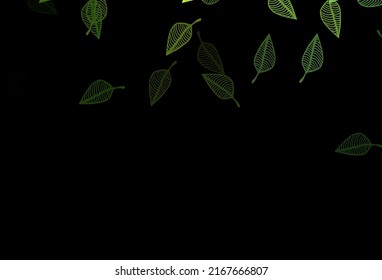 Plantilla pintada a mano en el vector verde oscuro. Nueva ilustración colorida en estilo doodle con hojas. La plantilla para el fondo de los teléfonos móviles.